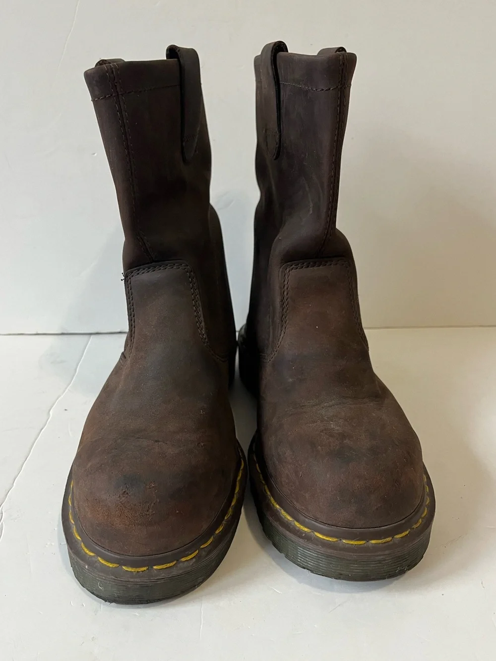 Dr. Martens dark brown leather Steel Toe Work Boots size men 6 /women 7